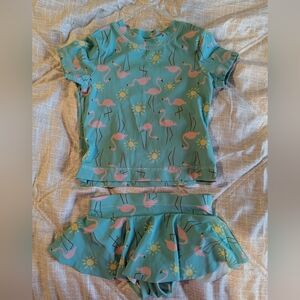 Hanna Andersson Aqua Flamingo Swim Set Size 90/3T